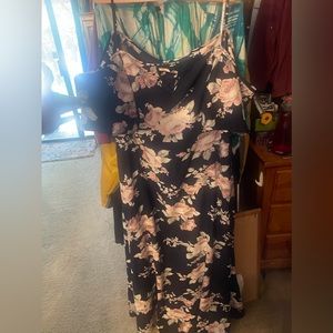 Shein Navy Floral Cold Shoulder Maxi Dress 4XL